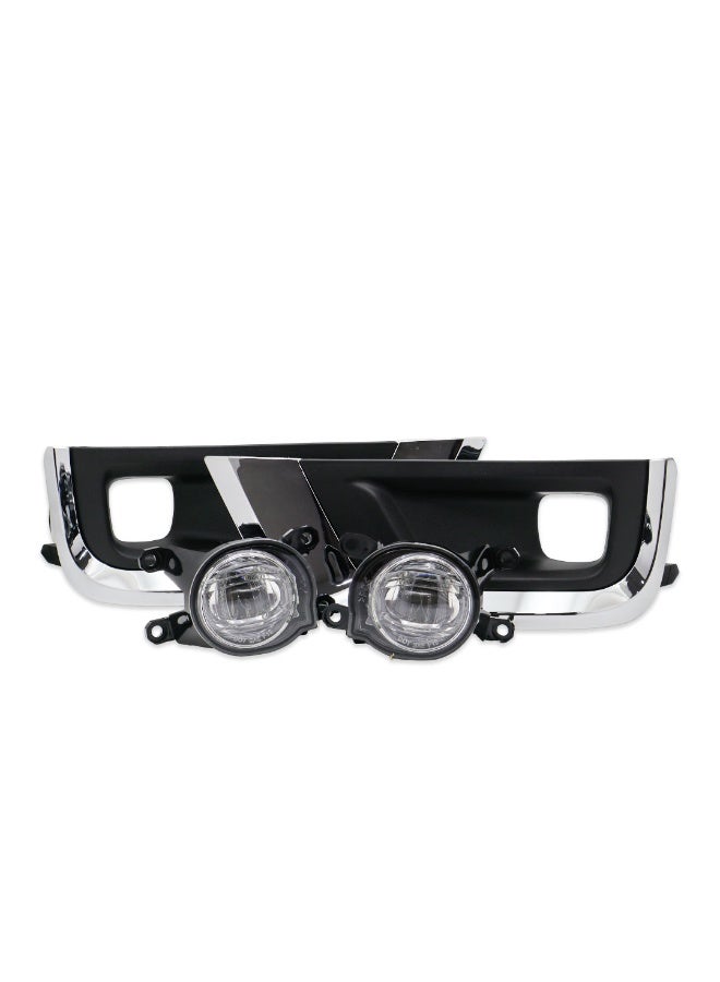 DLAA Pack of 2 Front TY2098L LED Fog Lamp with Black Frame & Chrome Rim, Brackets, Wires & Switch Suitable for Land Cruiser VXR 2022-ON | 1 Year International Warranty - Image 2